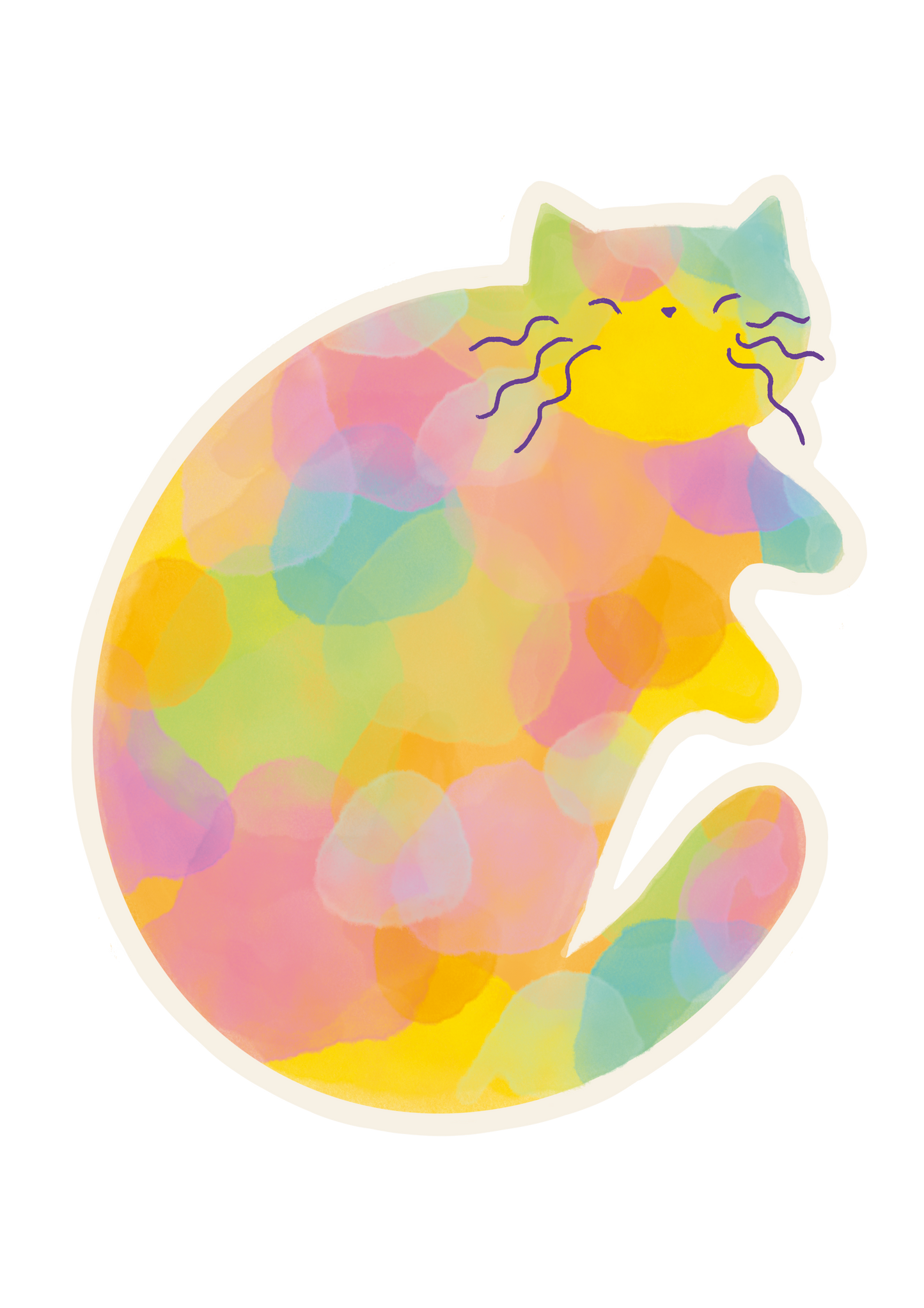 Watercolour Cat 1 Sticker