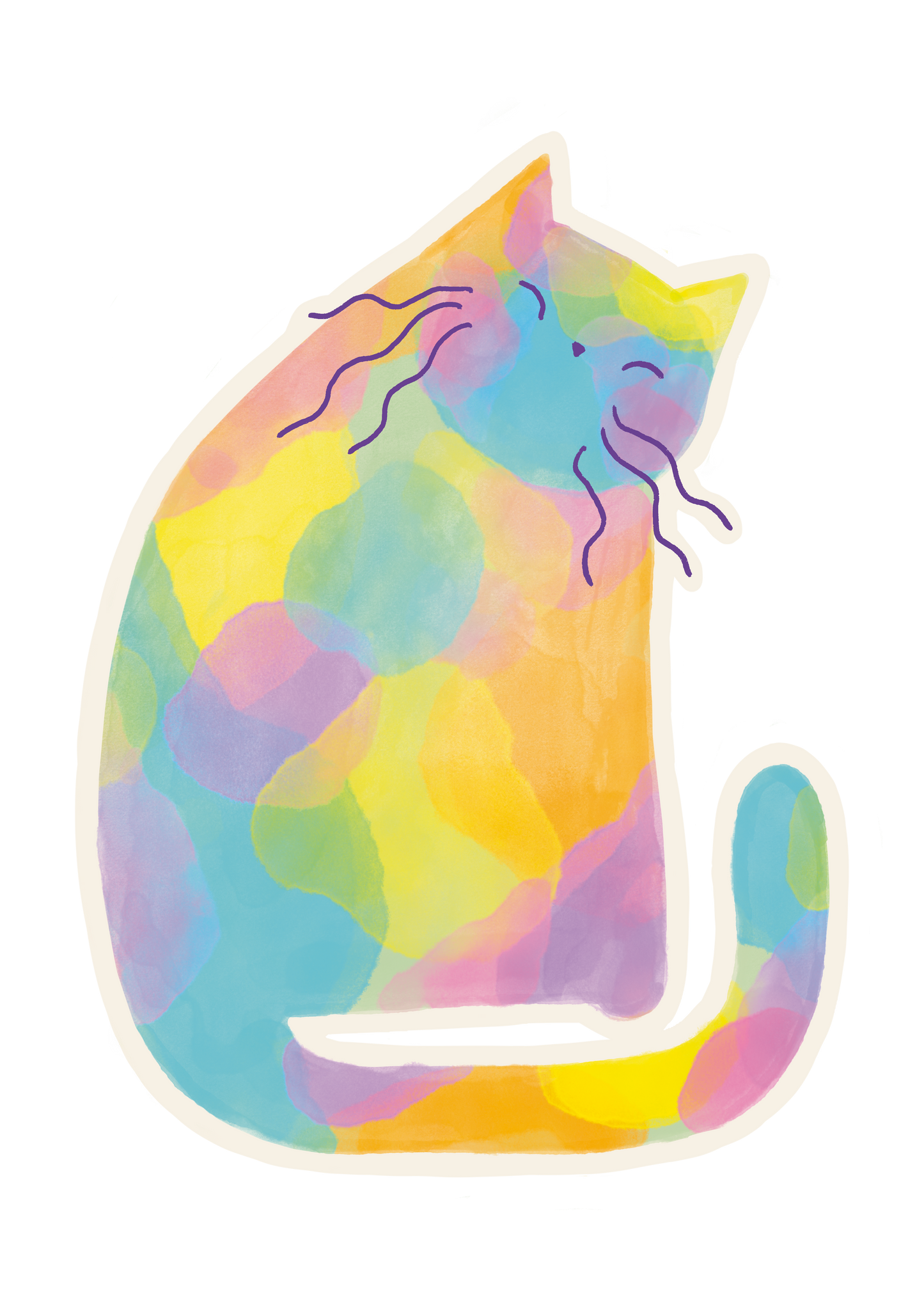 Watercolour Cat 3 Sticker