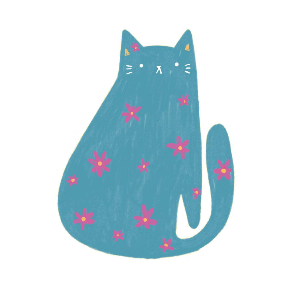Teal Purrenial Bloom Sticker
