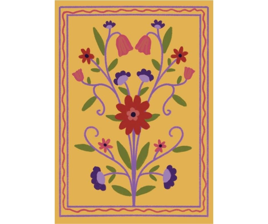 Yellow Folk Flower (Print)