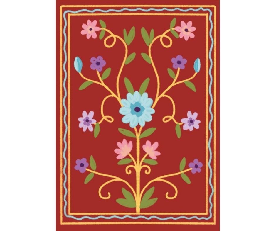 Red Folk Flower (Print)