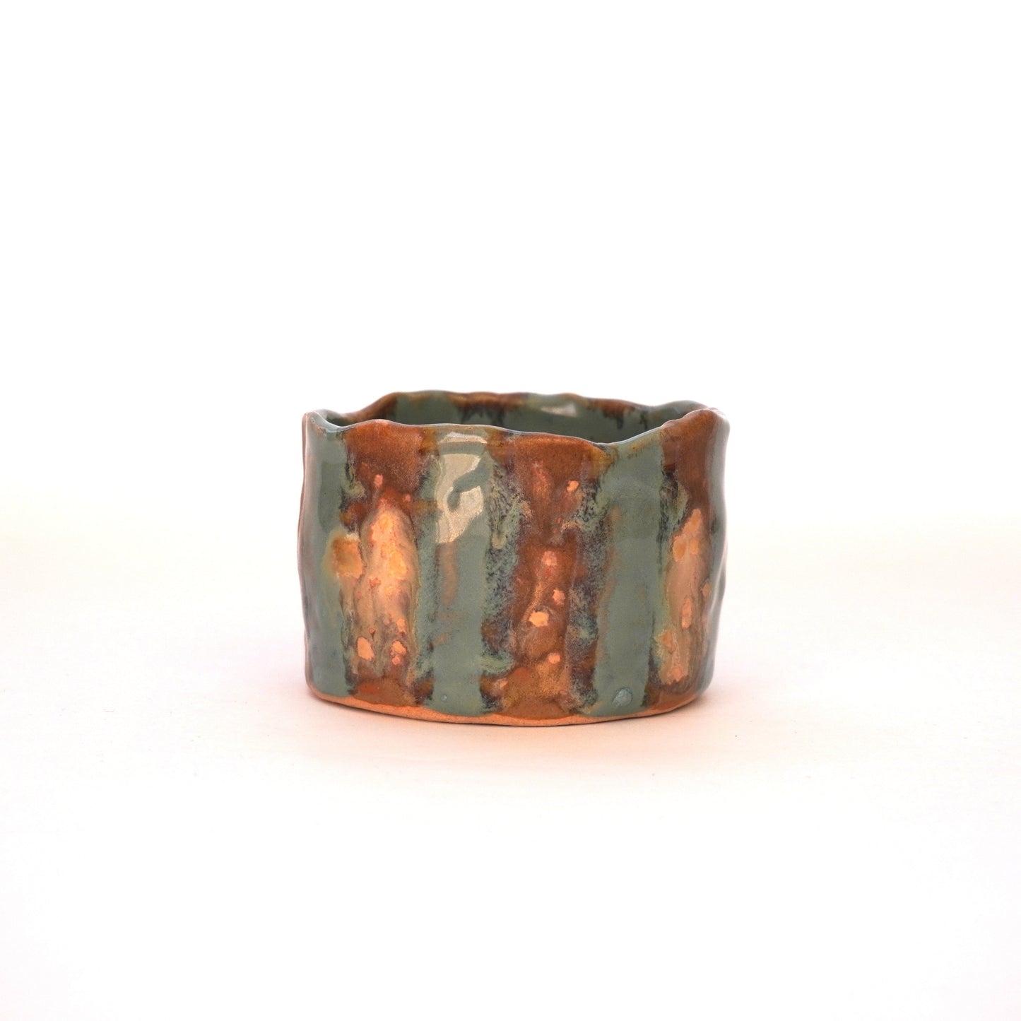 Turquoise Stripey Pot 1
