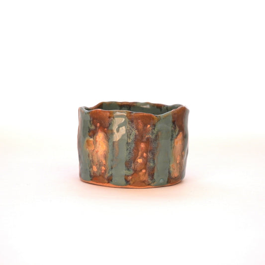 Turquoise Stripey Pot 1
