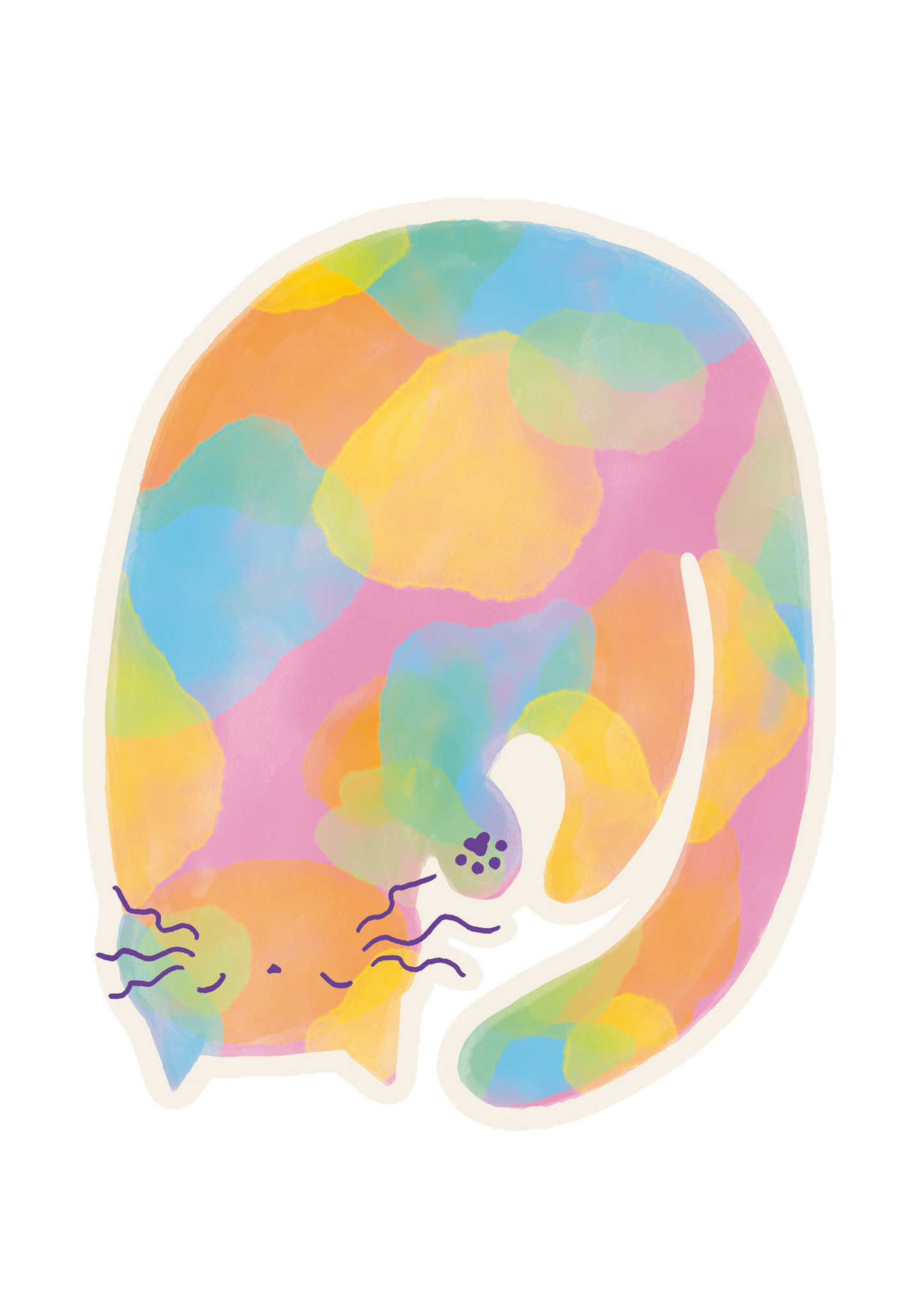 Watercolour Cat 4 Sticker