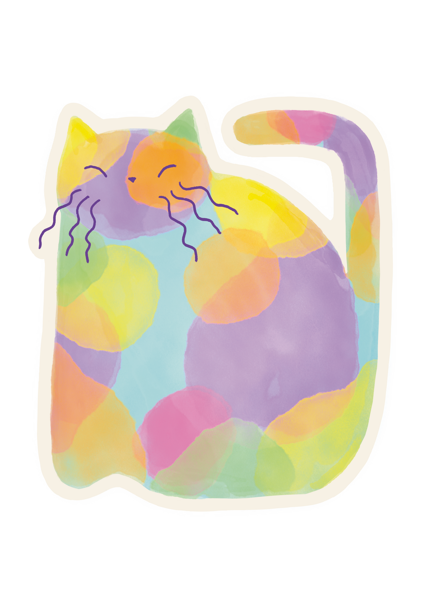 Watercolour Cat 5 Sticker