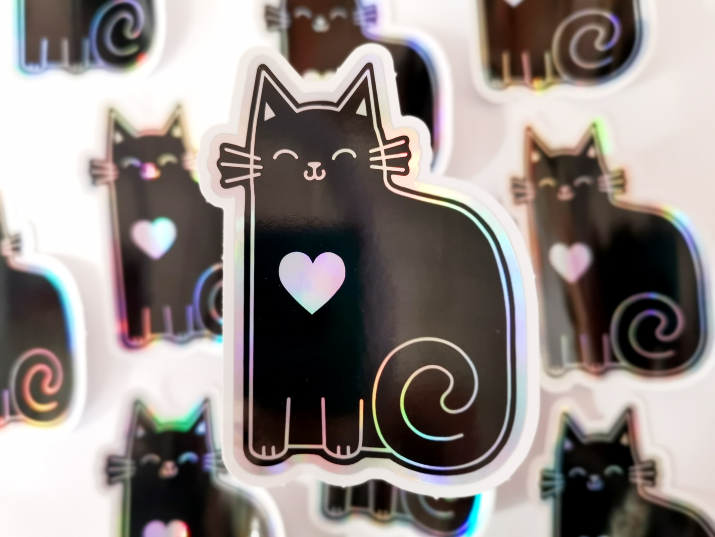 Holographic Cat Love Sticker