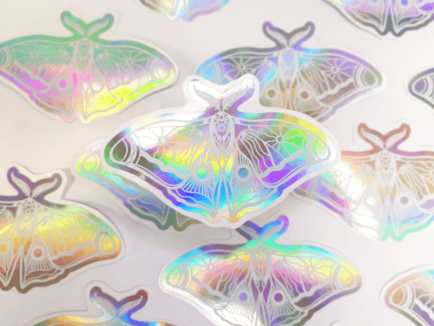 Holographic Rainbow Solar Moth Sticker