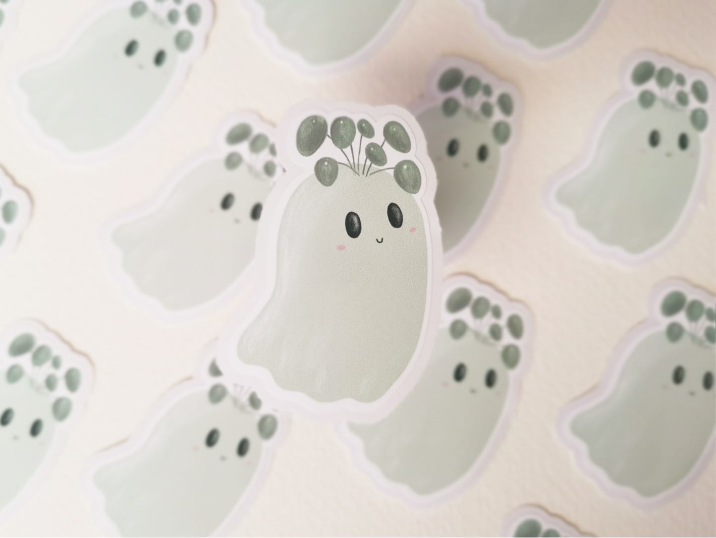 Pilea Peperomioides Plant Ghost Sticker